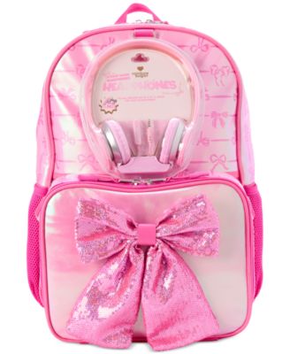 InMocean - Big Girls Bow Backpack, Lunch Bag & Headphone Set