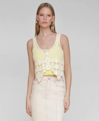 Avec Les Filles - Women's Crocheted Bandeau-Lined Top
