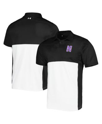 Under Armour - Men's Black/White Northwestern Wildcats Green Blocked Polo Shirt Performance Polo Shirt