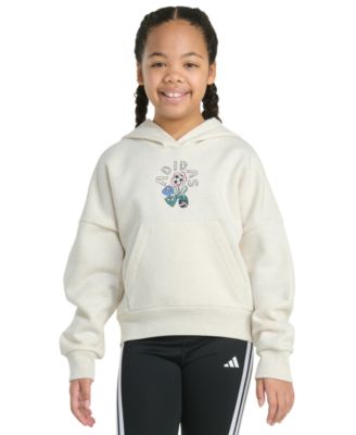 adidas - Big Girls Long-Sleeve Heather Multi Graphic Fleece Pullover Hoodie