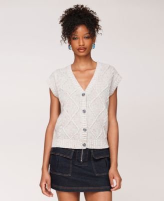 Avec Les Filles - Women's Cable Knit Button-Front Vest