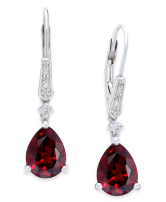 Macy's - Gemstone (3 ct. t.w.) and Diamond Accent Birthstone Drop Earrings in Sterling Silver