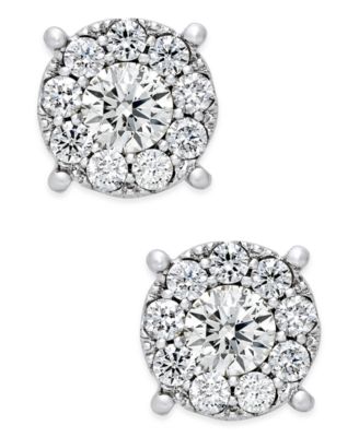 Macy's - Diamond Cluster Stud Earrings (1 ct. t.w.) in 14k White Gold