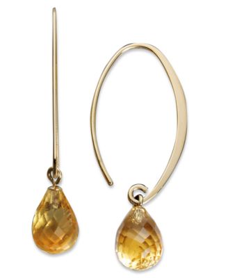 Macy's - Blue Topaz Long Hoop Earrings (8-1/3 ct. t.w.) in 14k Gold (Also Available in Rhodolite Garnet, Citrine, & Amethyst)
