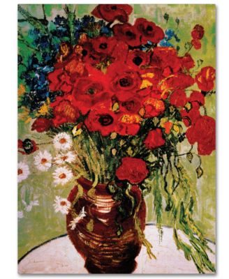 Trademark Global - Vincent van Gogh Vase with Daisies and Poppies 14" x 19" Canvas Art Print