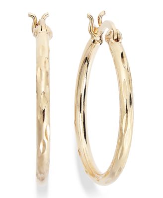 Macy's - Diamond-Cut Hoop Earrings in 18k Gold over Sterling Silver