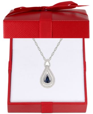 Macy's - Sapphire (1-1/4 ct. t.w.) & Diamond (1/4 ct. t.w.) 18" Pendant Necklace in 14k Rose Gold (Also available in Emerald, Ruby and Tanzanite)
