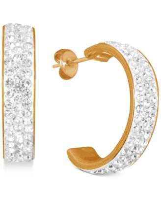 Essentials - Crystal C-Hoop Earrings in Fine Silver-Plate, Rose Gold Plate or Gold Plate