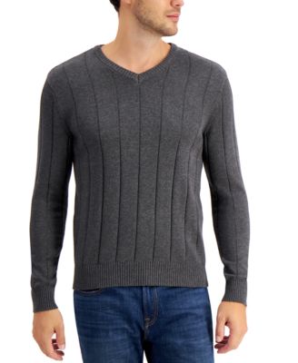 Club Room - Men's Drop-Needle V-Neck Sweater