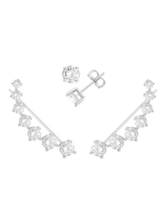 And Now This - Cubic Zirconia Stud & Graduated Climber Set in Fine Silver Plate