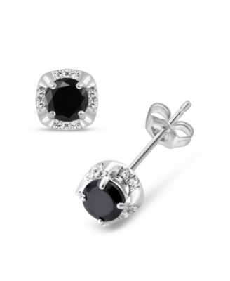 Macy's - 3/4 Carat White & Treated Black Dia Stud Earrings in 14K Whte Gold