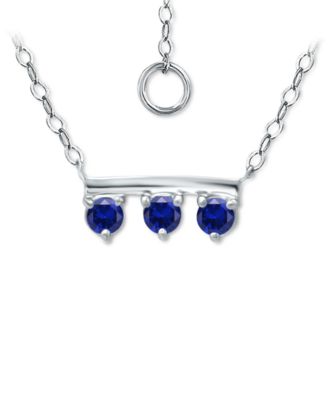 Giani Bernini - Imitation Blue Sapphire Trio Pendant Necklace, 16" + 2" extender (Also in Lab-Grown Green Quartz & Lab-Grown Ruby), Created for Macy's