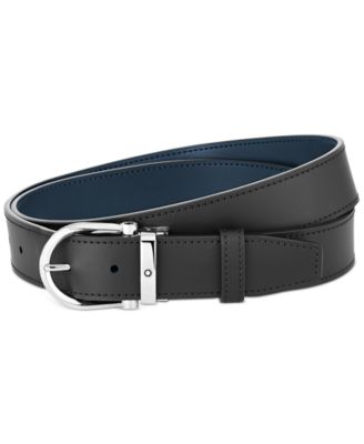 Montblanc - Horseshoe Shiny Stainless Steel Reversible Leather Belt
