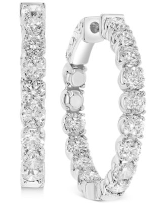 Macy's - Diamond In & Out Hoop Earrings (4 ct. t.w.) in 14k White Gold