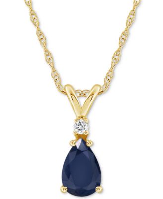 Macy's - Emerald (3/4 ct. t.w.) & Diamond Accent 18" Pendant Necklace in 14k Gold (Also in Ruby & Sapphire)
