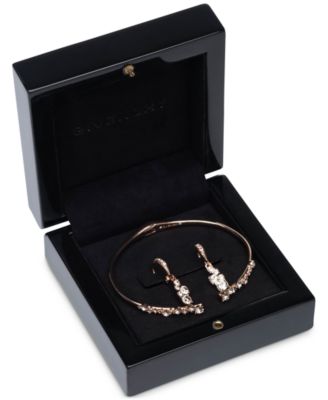 Givenchy - Silver-Tone 2-Pc. Set Blue Stone Scatter Cluster Cuff Bangle Bracelet & Matching Drop Earrings