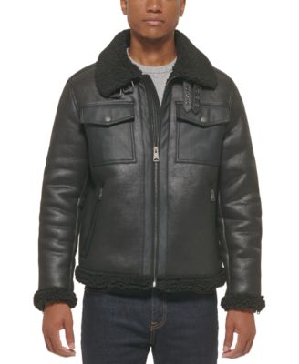 Tommy Hilfiger - Men's Faux Leather Shortie Rancher Jacket with Fleece Accents