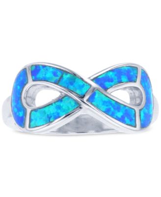 Macy's - Lab-Grown Opal Inlay Infinity Ring in Sterling Silver