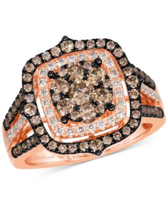 Le Vian - Chocolate Diamond & Nude Diamond Halo Cluster Ring (1-1/2 ct. t.w.) in 14k Rose Gold