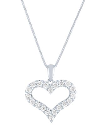 Forever Grown Diamonds - Lab Grown Diamond Heart Pendant Necklace (1/2 ct. t.w.) in Sterling Silver, 16" + 2" extender