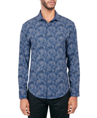 Society of Threads - Men's Regular-Fit Non-Iron Performance Stretch Geo-Print Button-Down Shirt