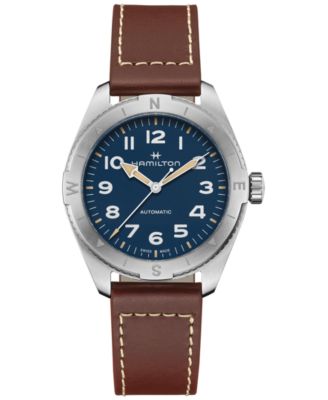 Hamilton - Men's Swiss Automatic Khaki Field Expedition Brown Leather Strap Watch 41mm