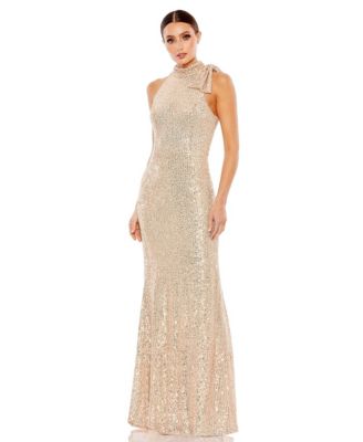 Mac Duggal - Women's Sequined High-Neck Gown