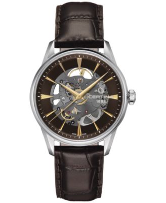 Certina - Men's Swiss Automatic DS-1 Skeleton Black Strap Watch 40mm