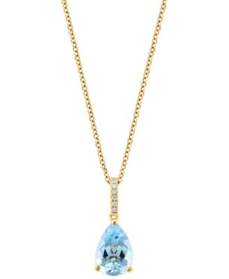 EFFY Collection - Aquamarine (1-1/2 ct. t.w.) & Diamond Accent 18" Pendant Necklace in 14k Gold