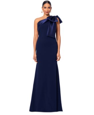 Betsy & Adam - Women's Bow-Trimmed One-Shoulder Gown