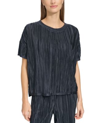 Marc New York - Women's Short-Sleeve Boxy Pliss&eacute; Top