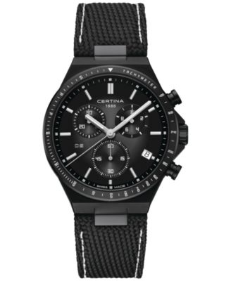 Certina - Men's Swiss Chronograph DS-7 Black Synthetic Strap Watch 41mm