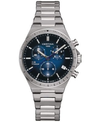 Certina - Men's Swiss Chronograph DS-7 Silver-Tone Titanium Bracelet Watch 41mm