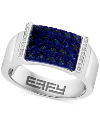EFFY Collection - Men's Sapphire (7/8 ct. t.w.) & Diamond Accent Ring in Sterling Silver