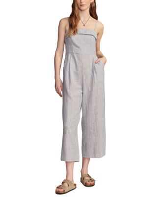 Lucky Brand - Women's Striped Strapless Cotton-Linen Cropped Jumpsuit