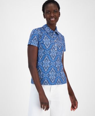 Nautica Jeans - Women's Short-Sleeve Paisley Polo Shirt