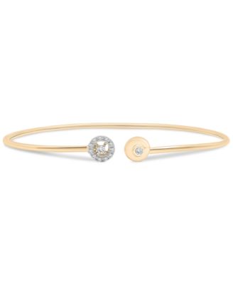 Wrapped - Diamond Halo Cuff Bangle Bracelet (1/10 ct. t.w.) in 10k Gold