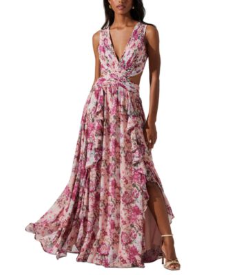 ASTR the Label - Women's Noya Floral-Print Open-Back Gown