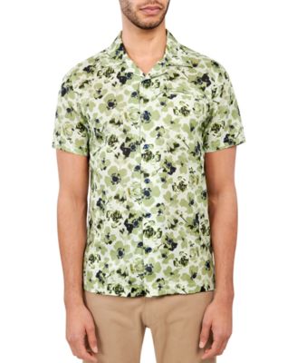 Brooklyn Brigade - Men's Arlington Slim-Fit Stretch Rose-Print Button-Down Camp Shirt