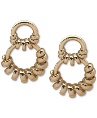 Anne Klein - Gold-Tone Swirl Spring Double Drop Earrings