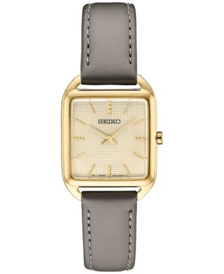 Seiko - Women's Essentials Gray Leather Strap Watch 26mm x 35mm