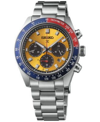 Seiko - Men's Solar Chronograph Prospex Speedtimer Stainless Steel Bracelet Watch 41mm
