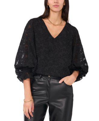 Vince Camuto - Women's Embroidered Blouson-Sleeve Top