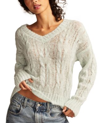 Lucky Brand - Women's Cable-Knit Mohair V-Neck Sweater