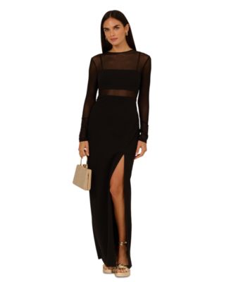 Adrianna by Adrianna Papell - Women's Mesh-Panelled Column Gown