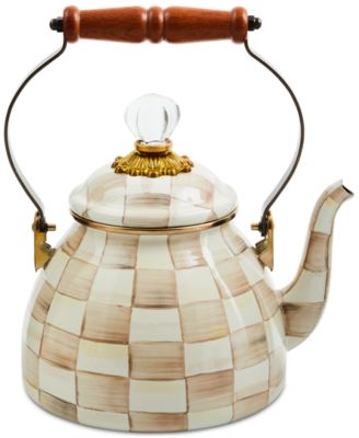 Mackenzie-Childs - Mocha Check 2 Quart Tea Kettle