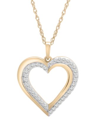 Macy's - Diamond Heart Pendant 18" Necklace (1/4 ct. t.w.) in 10K Gold