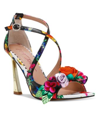 Betsey Johnson - Women's Mikah Ankle Wrap Floral Stiletto Dress Sandals