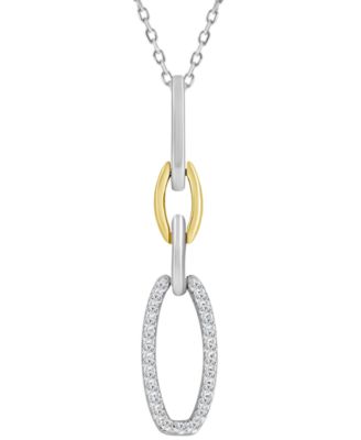 Macy's - Diamond Link Pendant Necklace (1/10 ct. t.w.) in Sterling Silver & 10k Yellow Gold