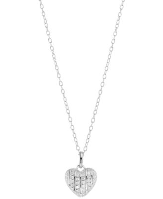 Macy's - Cubic Zirconia Heart Pendant Necklace (1/3 ct. t.w.) in Sterling Silver